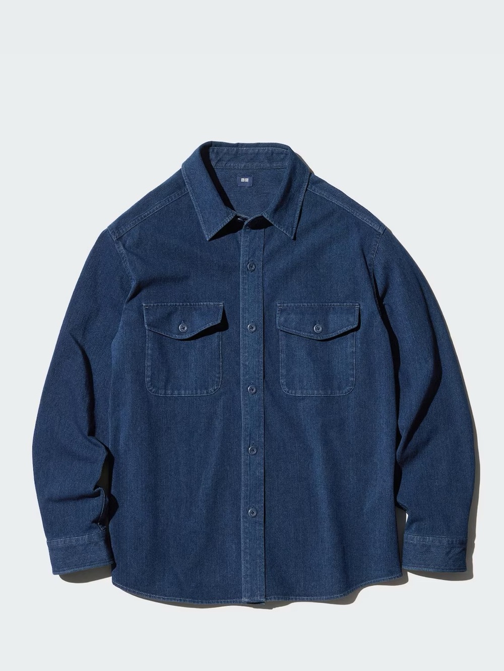 Uniqlo Jersey Overshirt Denim Button Up Casual Outdoors Clean Shacket Men’s M